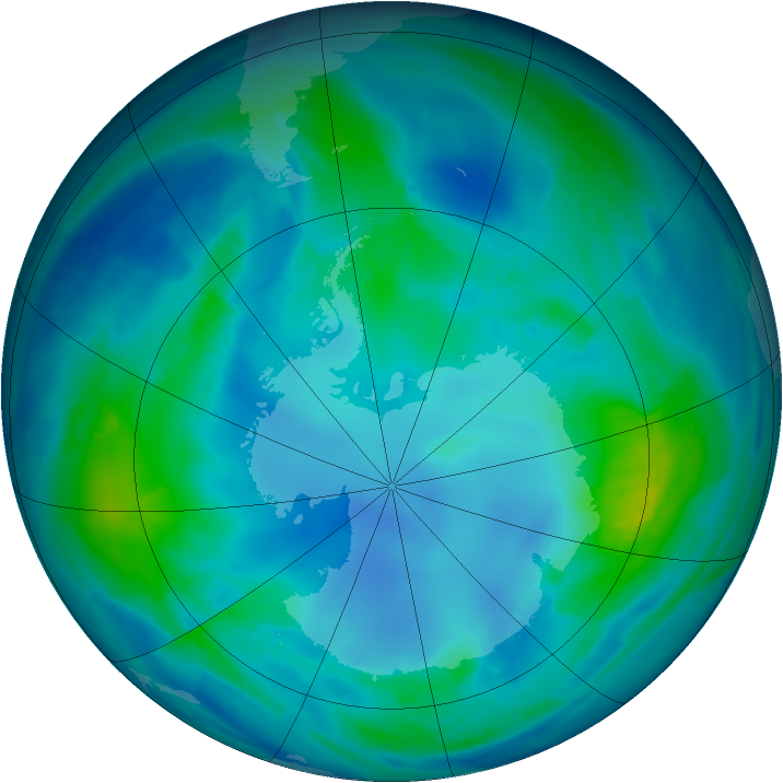 Antarctic ozone map for 23 April 2009